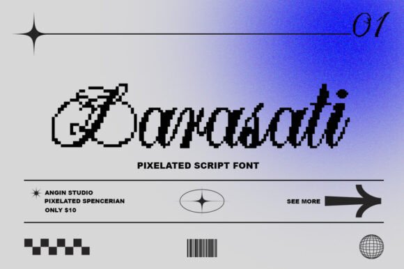Larasati Pixelated: A Modern Spencerian Script Font